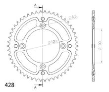 Supersprox Stealth 428 LK 120.0mm Ø 100mm 51Z 4-hole aluminium/steel chain wheel black