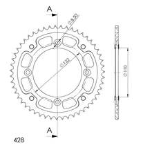 Supersprox Stealth 428 LK 132,0mm Ø 110mm 51Z 4-hole aluminium/steel black sprocket