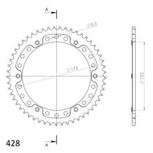 Ozubené kolo řetězu Supersprox Stealth 428 rozteč 175,0mm průměr 152mm 53 zubů 6 děr hliník / ocel zlatá
