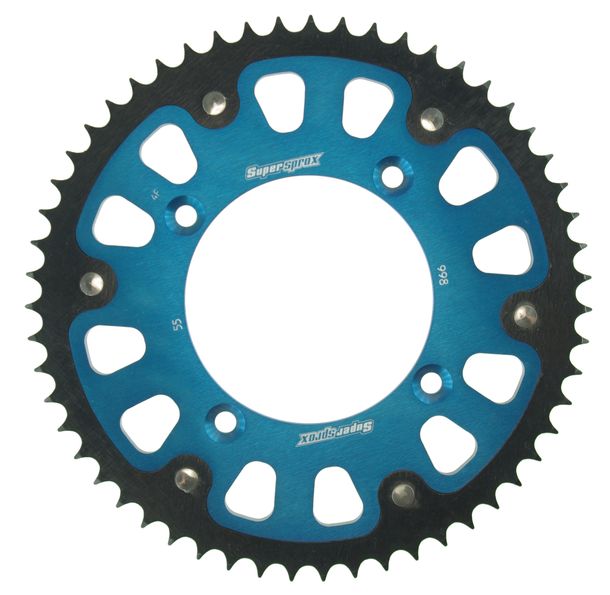 Kettenrad Supersprox Stealth 428 LK 120,0mm Ø 100mm 55Z 4-Loch Aluminium / Stahl blau