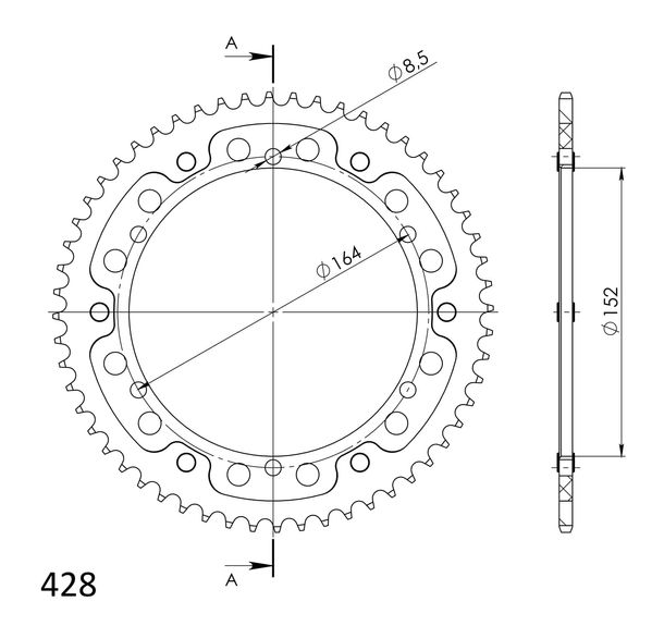Supersprox Stealth 428 LK 164.0 mm diameter 152 mm 56T 6-hole aluminium/steel gold