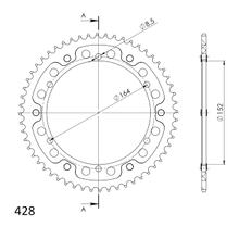Koło zębate łańcuchowe Supersprox Stealth 428 rozstaw śrub 164,0mm średnica zewnętrzna 152mm 56 zębów 6 otworów aluminium / stal złote