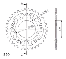 Supersprox Stealth 520 LK 105.0 mm Ø 80 mm 36T 5-hole aluminium/steel black sprocket