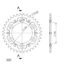 Supersprox Stealth 520 LK 124,0mm Ø 100mm 36T 6 fori in alluminio/acciaio nero
