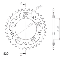 Supersprox Stealth 520 LK 124.0mm Ø 100mm 36T 5-hole aluminium/steel black sprocket