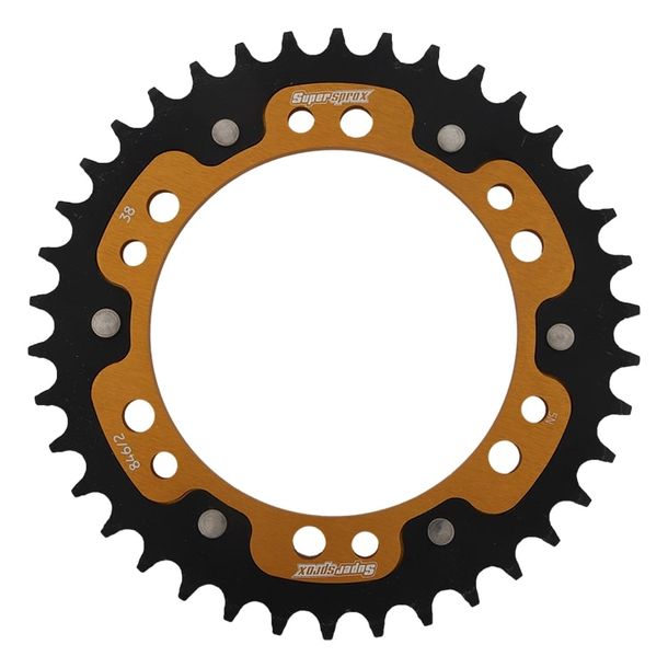 Kettenrad Supersprox Stealth 520 LK 136,0mm Ø 120mm 38Z 6-Loch Aluminium / Stahl gold
