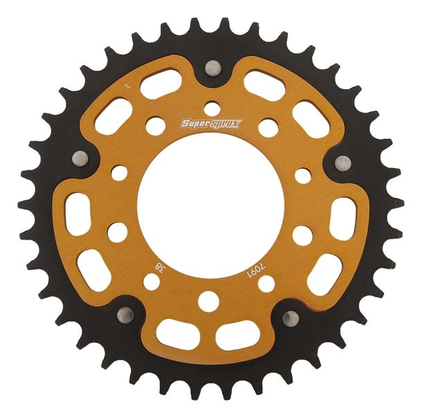 Kettenrad Supersprox Stealth 520 LK 100,0mm Ø 76mm 38Z 5-Loch Aluminium / Stahl gold