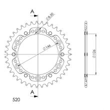 Supersprox Stealth 520 LK 146.0 mm diameter 126 mm 38T 6-hole aluminium/steel black sprocket
