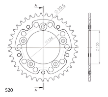 Supersprox Stealth 520 LK 124.0mm Ø 100mm 38T 5-hole aluminium/steel black sprocket