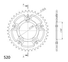Zębatka tylna Supersprox Stealth 520 LK 110,0mm Ø 87mm 39Z 5-otworowa aluminium / stal złota