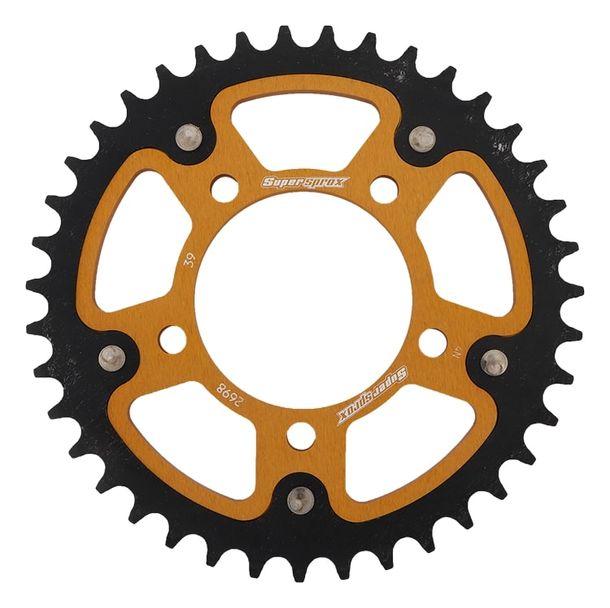 Kettenrad Supersprox Stealth 520 LK 100,0mm Ø 80mm 39Z 5-Loch Aluminium / Stahl gold