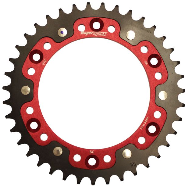 Rueda de cadena Supersprox Stealth 520 LK 153,0 mm de diámetro 125 mm 39T 6 orificios aluminio/acero roja