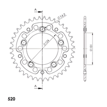 Supersprox Stealth 520 LK 124.0mm diameter 101mm 39T 5-hole aluminium/steel red