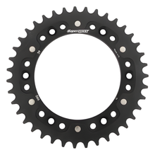 Piñón negro de aluminio/acero Supersprox Stealth 520 LK 150,0 mm Ø 125 mm 39T con 6 orificios