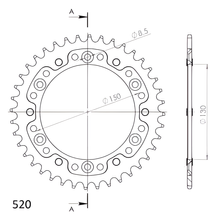 Piñón azul de aluminio/acero Supersprox Stealth 520 LK 150,0 mm Ø 130 mm 40Z