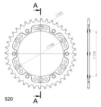 Pignone Supersprox Stealth 520 LK 156,0 mm diametro 136 mm 40Z 6 fori in alluminio/acciaio dorato