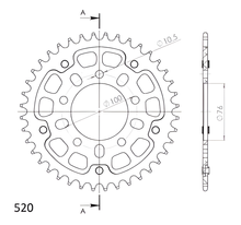 Supersprox Stealth 520 LK 100,0 mm Ø 76 mm 40Z Pignone rosso a 5 fori in alluminio/acciaio