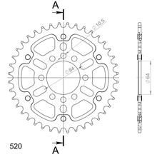 Kettenrad Supersprox Stealth 520 LK 84,0mm Ø 64mm 40Z 8-Loch Aluminium / Stahl schwarz