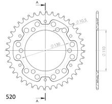 Supersprox Stealth 520 LK 130,0 mm Ø 110 mm 40Z 6 fori in alluminio/acciaio argentato
