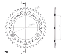 Supersprox Stealth 520 LK 150.0mm Ø 125mm 40Z 6-hole aluminium/steel silver sprocket