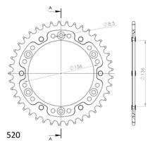 Pignone Supersprox Stealth 520 LK 156,0 mm di diametro 136 mm 41Z a 6 fori in alluminio/acciaio dorato