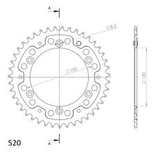Supersprox Stealth 520 LK 150,0 mm Ø 130 mm 41Z Pignone dorato a 6 fori in alluminio/acciaio