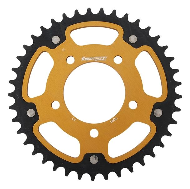 Kettenrad Supersprox Stealth 520 LK 100,0mm Ø 76mm 41Z 5-Loch Aluminium / Stahl gold