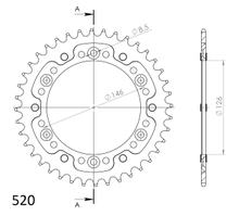 Kettingtandwiel Supersprox Stealth 520 Steekmaat 146,0mm Diameter 126mm 41 Tanden 6 Gaten Aluminium / Staal rood