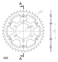 Pignon de chaîne Supersprox Stealth 520 LK 100,0 mm Ø 80 mm 41T 6 trous en aluminium/acier noir