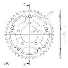 Kettingtandwiel Supersprox Stealth 520 LK 100,0mm Ø 76mm 41 tanden 5-gats Aluminium / Staal zwart