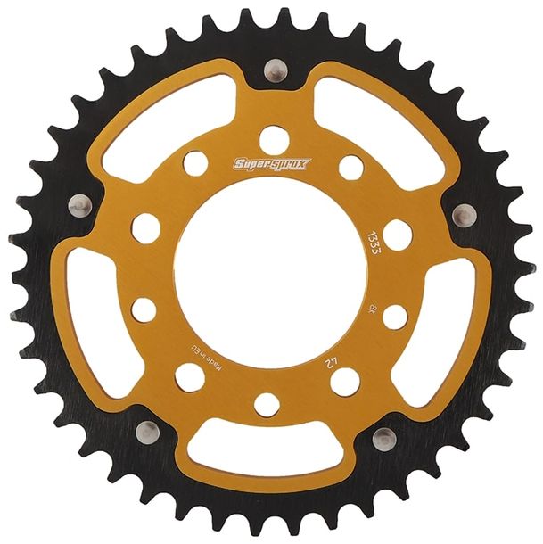 Kettenrad Supersprox Stealth 520 LK 110,0mm Ø 80mm 42Z 5-Loch Aluminium / Stahl gold