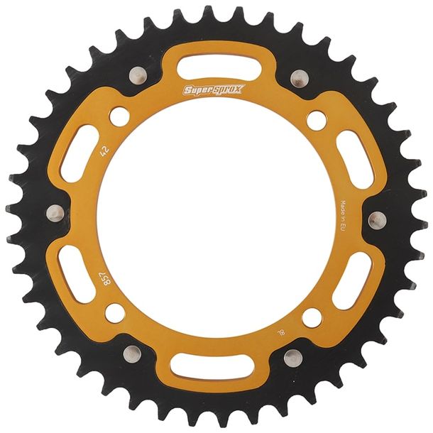 Pignon Supersprox Stealth 520 LK 145,0 mm Ø 125 mm 42T en aluminium/acier doré