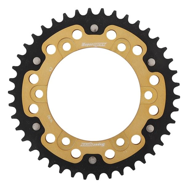 Kettenrad Supersprox Stealth 520 LK 140,0mm Ø 120mm 42Z 6-Loch Aluminium / Stahl gold
