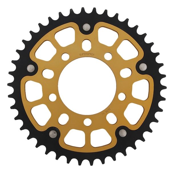 Kettenrad Supersprox Stealth 520 LK 100,0mm Ø 80mm 42Z 5-Loch Aluminium / Stahl gold