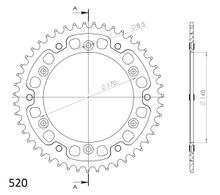 Kettenrad Supersprox Stealth 520 LK 170,0mm Ø 148mm 42Z 6-Loch Aluminium / Stahl schwarz