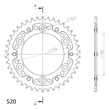 Chaîne Supersprox Stealth 520 LK 153,0 mm diamètre 125 mm 42T 6 trous aluminium/acier noir