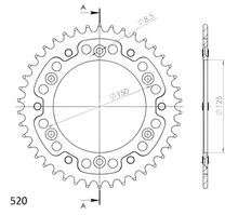 Kettingtandwiel Supersprox Stealth 520 LK 150,0mm Ø 125mm 42 tanden 6-gaats Aluminium / Staal zwart
