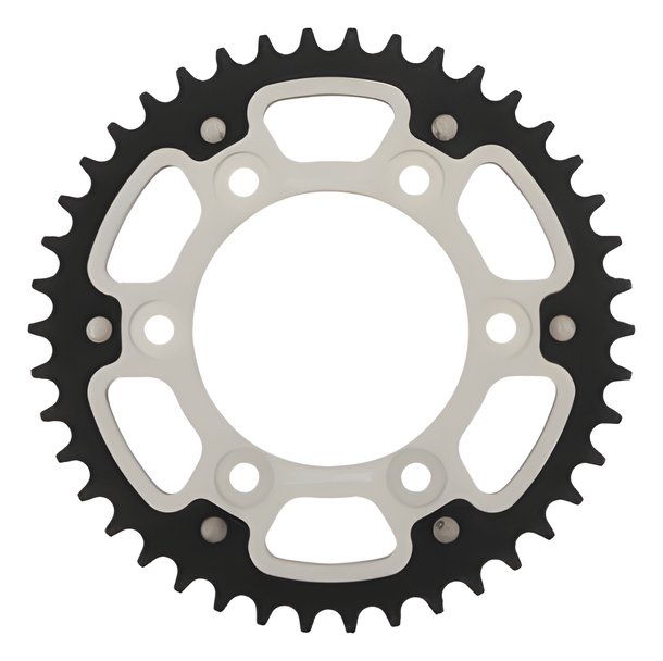 Piñón plateado de aluminio/acero Supersprox Stealth 520 LK 124,0 mm Ø 100 mm 42T con 6 orificios