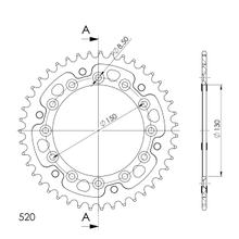Pignon Supersprox Stealth 520 LK 150.0mm Ø 130mm 43T à 6 trous en aluminium/acier doré