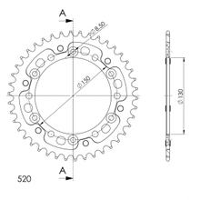 Kettenrad Supersprox Stealth 520 LK 150,0mm Ø 130mm 43Z 6-Loch Aluminium / Stahl gold