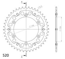 Pignone Supersprox Stealth 520 LK 146,0 mm diametro 126 mm 43T 6 fori in alluminio/acciaio dorato