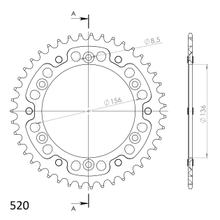 Kettenrad Supersprox Stealth 520 LK 156,0mm Ø 136mm 43Z 6-Loch Aluminium / Stahl gold
