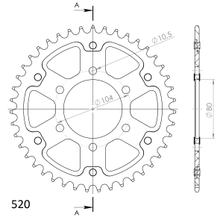 Kettenrad Supersprox Stealth 520 LK 104,0mm Ø 80mm 43Z 6-Loch Aluminium / Stahl gold