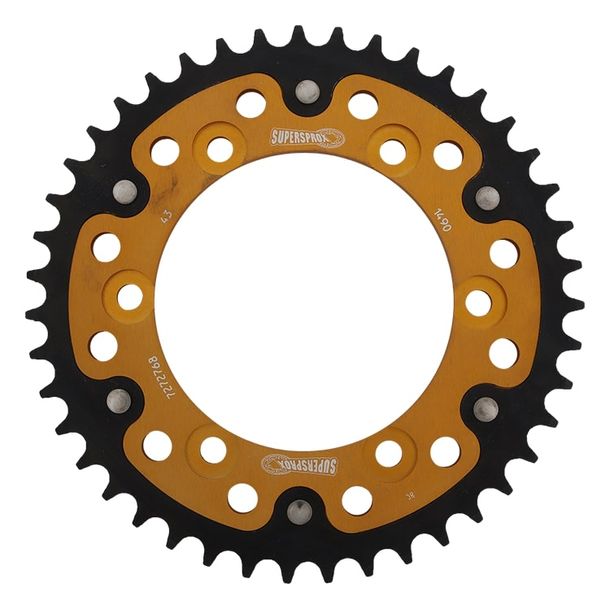 Kettenrad Supersprox Stealth 520 LK 140,0mm Ø 120mm 43Z 6-Loch Aluminium / Stahl gold