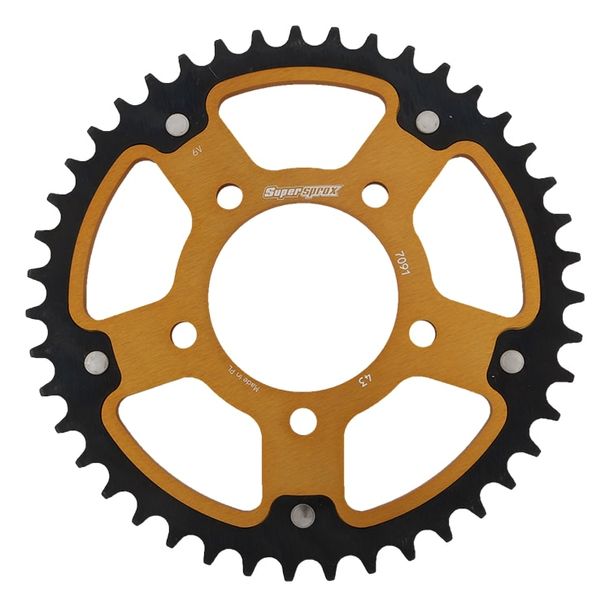 Kettenrad Supersprox Stealth 520 LK 100,0mm Ø 76mm 43Z 5-Loch Aluminium / Stahl gold