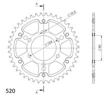 Pignon Supersprox Stealth 520 LK 104,0 mm Ø 80 mm 43T 6 trous en aluminium/acier orange