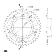 Chaîne rouge Supersprox Stealth 520 LK 138,0 mm Ø 112 mm 43T à 5 trous en aluminium/acier