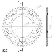 Kettenrad Supersprox Stealth 520 LK 140,0mm Ø 120mm 43Z 5-Loch Aluminium / Stahl rot