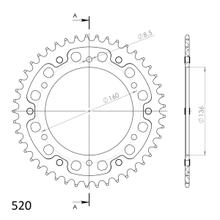 Kettenrad Supersprox Stealth 520 LK 160,0mm Ø 136mm 43Z 6-Loch Aluminium / Stahl rot