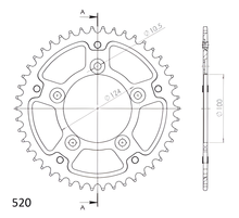 Supersprox Stealth 520 LK 124,0 mm Ø 100 mm 43T 5 trous aluminium/acier rouge